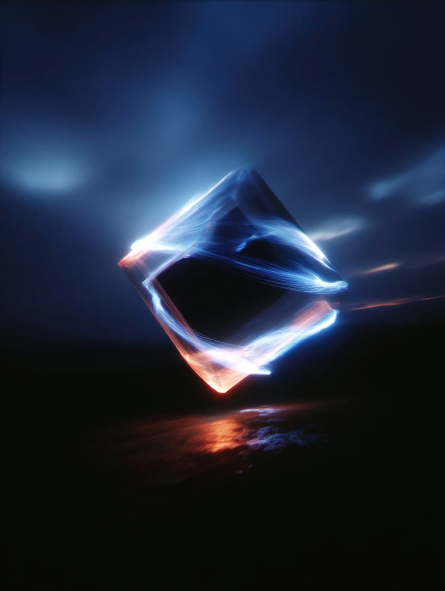 A glowing cube floating in a dark space
